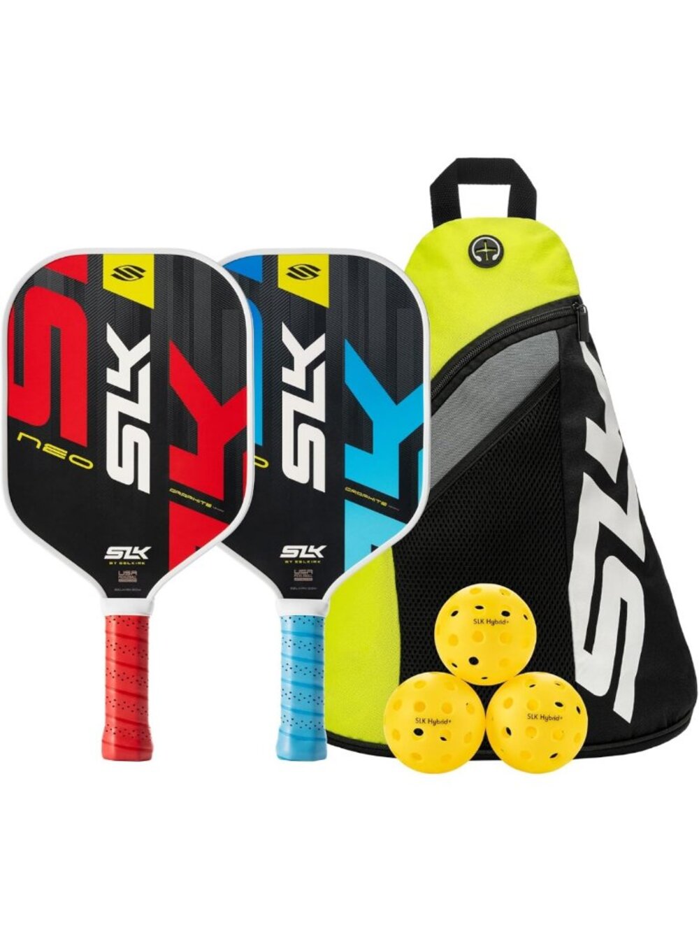 Set of 2 Pickleball Paddles with Balls & Sling Bag - Durable, Lightweight